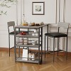 2-Person Dining Set - Marble Table w/2 Upholstered Chairs & 3-Tier Storage - Grey/Bistro Style - 3 of 4