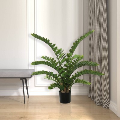 52" Green Plastic Potted Zamifolia Bush