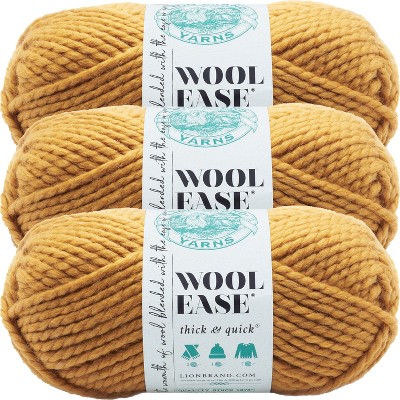 (3 Pack) Lion Brand Wool-Ease Thick & Quick Yarn - Mustard