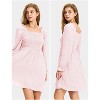 EXLURA Women's 2025 Summer Long Sleeve Party Swiss Dot Dress Smocked Ruffle Cocktail Mini Dresses - 2 of 4