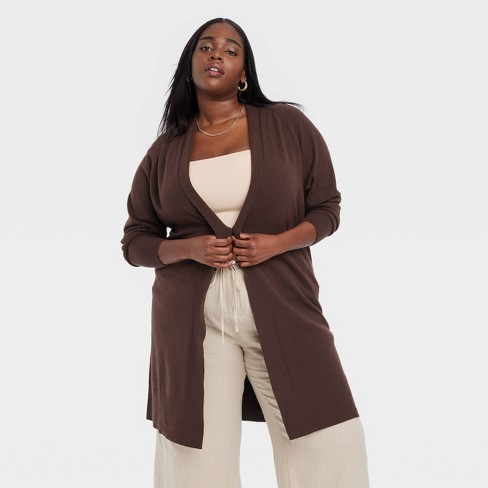 Women's Long Layering Duster Cardigan - A New Day™ Dark Brown Xxl : Target