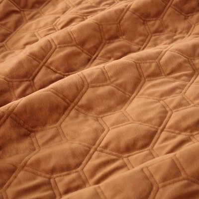 King Rust Velvet Reversible Quilt Set with Shams