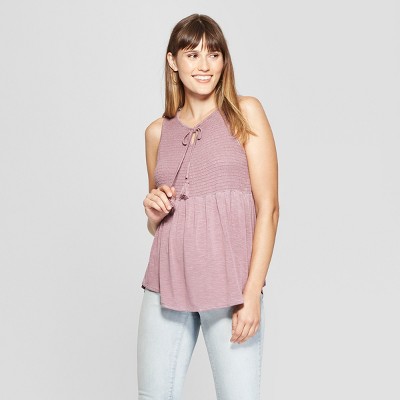 women's smocked tank tops