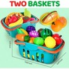 100 PCS Cutting Play Food Toy Kitchen, Pretend Food Toys , Play Kitchen Accessories with 2 Baskets, Birthday Gift Multicolor Standard - 3 of 4