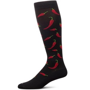 Memoi Chili Pepper 8-15 mmHg Graduated Cotton Compression Socks Black 10-13 - 1 of 3