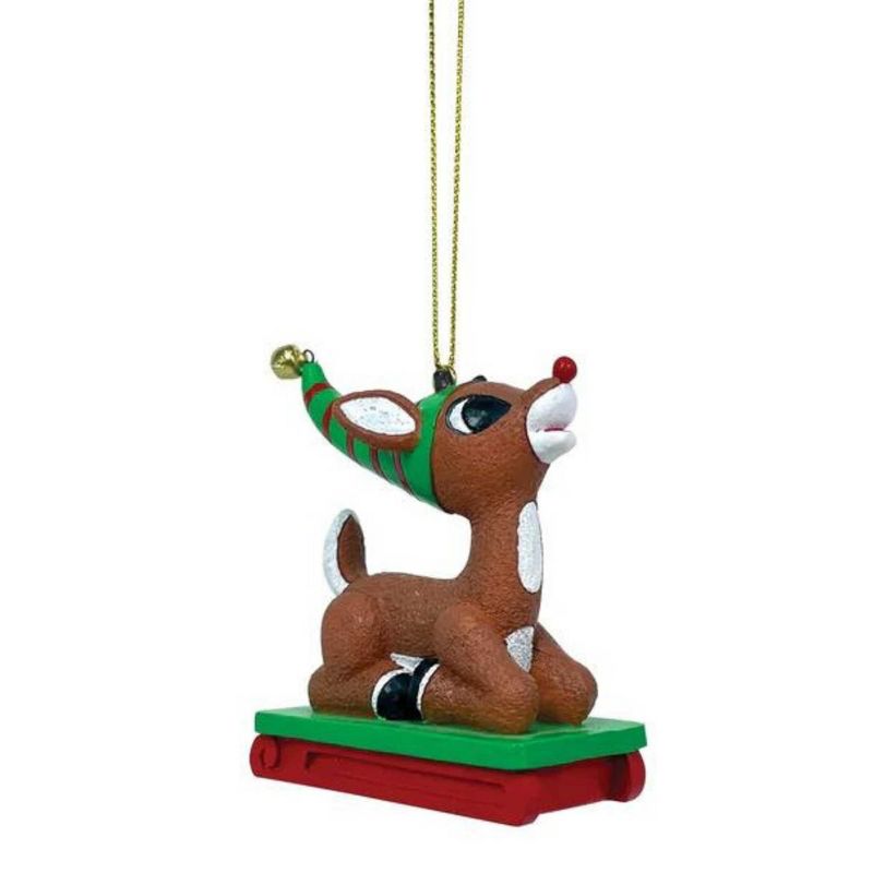 3.0 Inch Rudolph Sledding Ornament Red Nosed Reindeer Tree Ornaments, 1 of 4