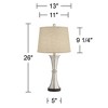 360 Lighting Seymore Modern Table Lamps 26" High Set of 2 with USB Port Silver LED Touch On Off Burlap Linen Drum Shade for Bedroom Living Room Desk - 4 of 4