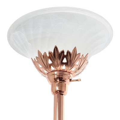 Elegant Rose Gold Torchiere Floor Lamp with Adjustable Reading Lights