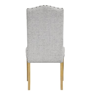 Beige Upholstered Linen Parsons Side Chair with Wood Legs, Set of 2