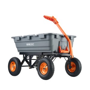 VEVOR Garden Cart, Durable Poly Dump Cart with Simple Assembly Steel Structure, Handy Wheelbarrow with 1500 lbs Load Capacity, 13 inch Wheels - 1 of 4