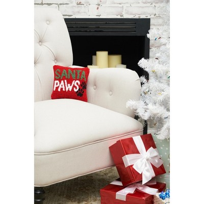 Santa Paws Red Hooked Petite Accent Throw Pillow