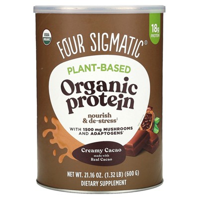 Four Sigmatic Plant-Based Organic Protein with Mushrooms & Adaptogens, Creamy Cacao, 1.32 lbs (600 g)