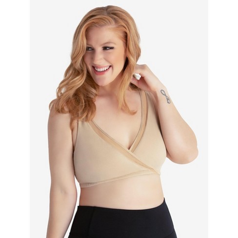 Leading Lady The Charlene - Seamless Comfort Crossover With Mesh In Salt  Beige, Size: X Large : Target
