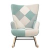 Accent Rocking Chair, Mid Century Fabric Rocker Chair with Wood Legs and Patchwork Linen for Livingroom Bedroom - 4 of 4