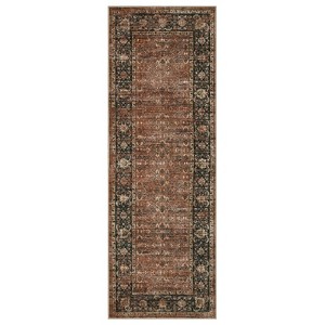 Washable Vintage Living Room Rugs, Soft Non Slip Distressed Floral Print Carpet, Bordered Stain Resistant Bedroom Rugs - 1 of 4