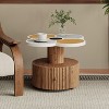 Okak Unique Fluted Flower-Shaped Coffee Table with Hidden Storage Drawer,Wooden Veneer Center Table for Living Room,Apartment - 2 of 4