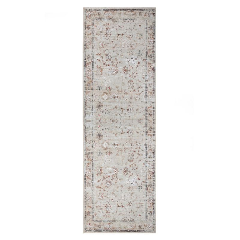 Floral Scroll Non-Slip Machine Washable Indoor Area Rug or Runner by Blue Nile Mills, 1 of 6