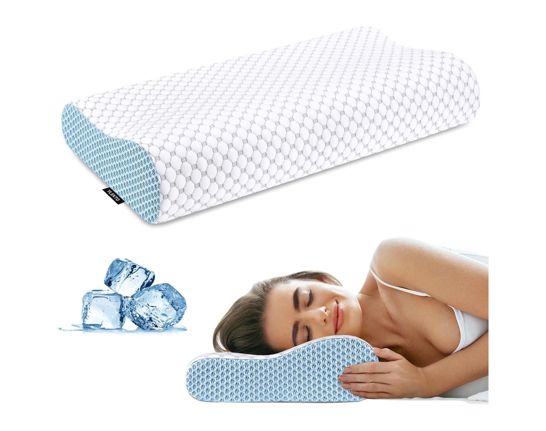 Bed Pillow, Cervical Neck Pillow- Ergonomic Contour Memory Foam Pillows, Side Sleeper Pillow for Sleeping, Orthopedic Bed Pillow with Pillowcase