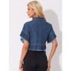 Allegra K Women's Denim Ruffled Short Sleeve Lightweight Peplum Hem Jean Shirt - 3 of 4