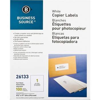 Business Source Full Sheet Labels 8-1/2"x11" 100/PK White 26133