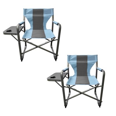 Caravan Canopy Elite Portable Director’s Folding Carry Chair, Blue/Grey (2 Pack)