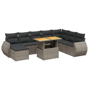 vidaXL Garden Sofa Set Grey PE rattan Large Adjustable Armrests - 1 of 4