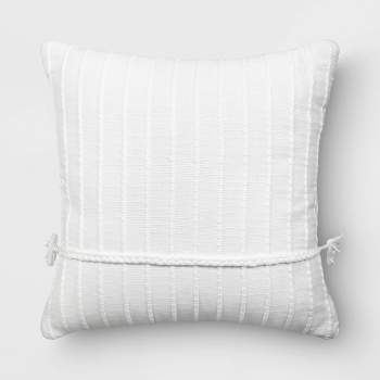 20"x20" Textural Solid Square Indoor Outdoor Throw Pillow White - Threshold™ designed with Studio McGee