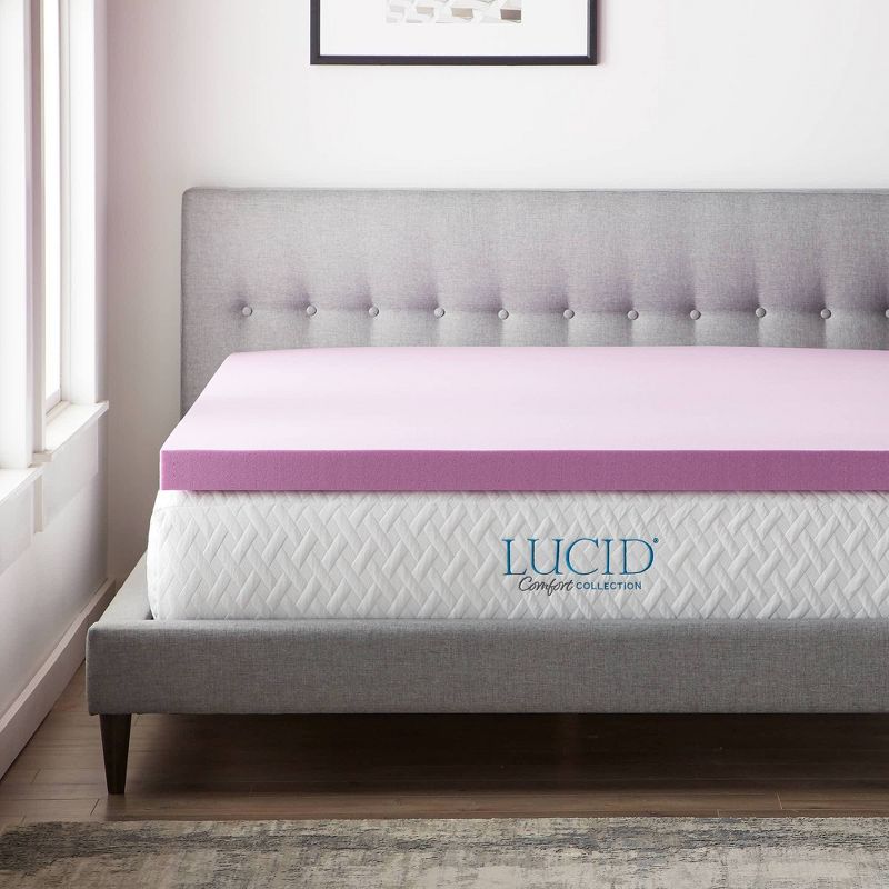 Queen Comfort Collection 3&#34; Lavender and Aloe Infused Memory Foam Mattress Topper - Lucid, 3 of 7