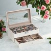 Elegant 12-Slot Watch Box, Lockable Case with Glass Lid, 2 Layers, 1 Drawer for Rings, Bracelets - Gift Idea in Synthetic Leather - 4 of 4