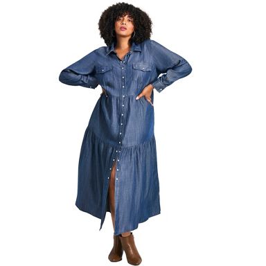 denim tiered shirt dress Avenue Shirtdress Eliza J | Dresses Size:11½ COLOR: PINK Mint velvet tie waist belt
