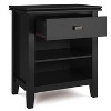 Vynxaria Transitional 1-Drawer Bedside Table - Black (15"D x24"W x27"H), Solid/Engineered Wood, NC Lacquer, Bronze Knobs, Open Shelf - 2 of 4