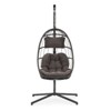 VisioGear Patio Swing Egg Chairs with Gray Cushion, Wicker Weaving Egg Chair, Hanging Chair for Living Room Balcony, Dark Gray, 36.2"*77.2"*36.2" - 2 of 4