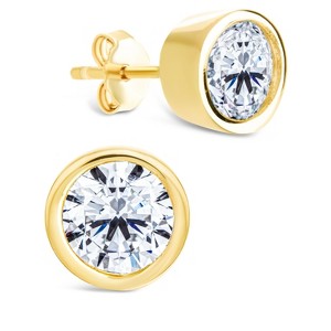SHINE by Sterling Forever Sterling Silver Round Cut Bezel Set Stud Earrings - 1 of 4