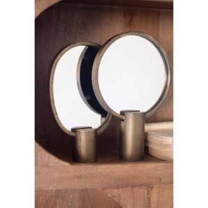 Antique Gold Tabletop Mirrors – 12"H Metal & Glass Decorative Vanity Mirrors Set of 2, Brass Finish by Kalalou - 1 of 4