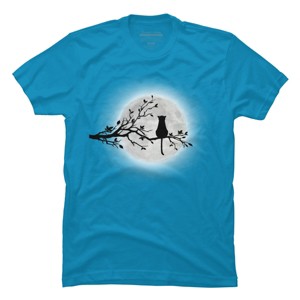 Men's Design By Humans The Cat and The Moon By Maryedenoa T-Shirt - 1 of 3