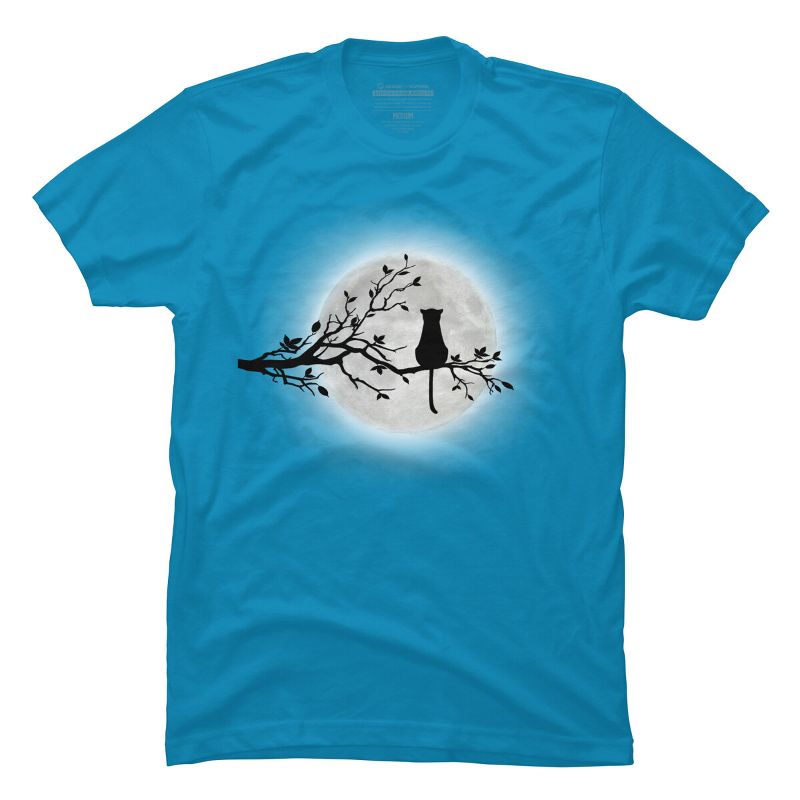 Men's Design By Humans The Cat and The Moon By Maryedenoa T-Shirt, 1 of 4
