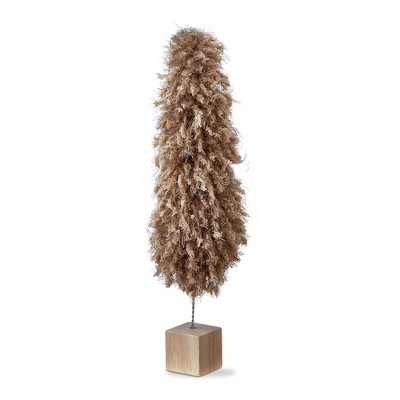 tagltd Minky Fleece Christmas Tree Decorations for Tabletop or Mantel Tall Taupe, 16.5