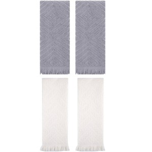 REGALWOVEN 4 Pcs Bathroom Cotton Soft and Absorbent Geometric Hand Towel 13" x 29" - 1 of 4