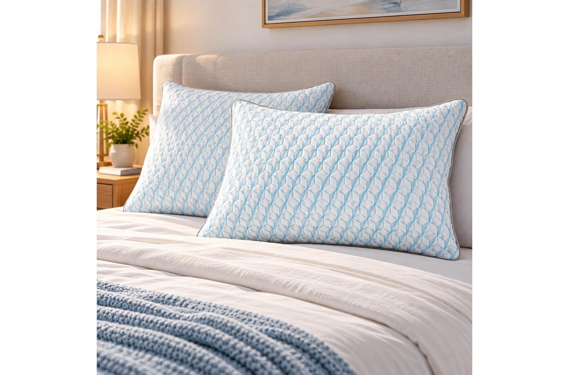 Cooling Pillow for Sleeping Queen Size Set of 2, CertiPUR-US Shredded Bed Pillows Adjustable Firm Pillow for Side,Back,Stomach Sleepers