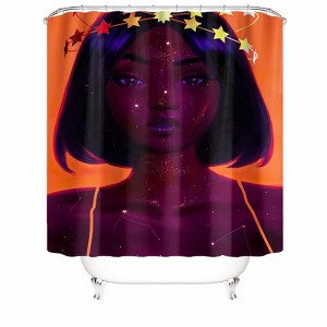 Short Hair Girl Shower Curtains for Bathroom Waterproof Fabric Bath Curtain Durable Soft Stylish Bathroom Decor 72x72 Inch - 1 of 1