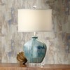 Possini Euro Design Mia 25" High Mid Century Modern Coastal Table Lamp Blue Drip Ceramic Single Off-White Shade Living Room Bedroom (Colors May Vary) - 2 of 4