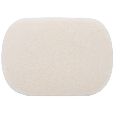 Ivory Faux Sheepskin Ottoman with Crystal-Clear Acrylic Legs