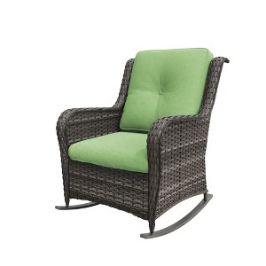UPTIOT Patio Wicker Rocking Chair with Cushions - 1 of 4