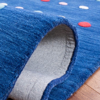 Navy Hand-Tufted Wool Kids' Polka Dot Area Rug, 3' x 5'