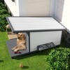 LOVSON Modern Outdoor Solid Wood Dog House: Durable, Waterproof Design with Food Bowl and 4 Swivel Wheels - 2 of 4