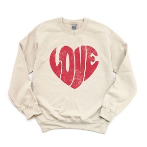 Simply Sage Market Women's Graphic Sweatshirt Love Heart - 1 of 4