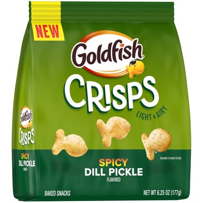 Goldfish Crisps Spicy Dill Pickle Flavored Baked Chip Crackers, 6.25 oz Bag, Pack of 2