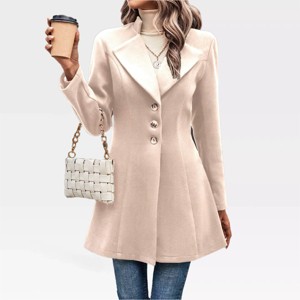 Womens Long Sleeve Blazer Laypel Neck Front Button Long Blazer Jackets Cinched Wasit Blazer Business Casual Outfits Jackets for Office - 1 of 4