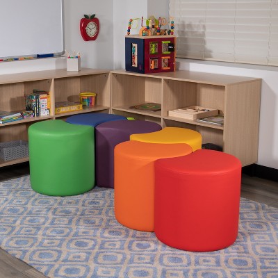 Blue Vinyl 18" Flexible Modular Ottoman for Classrooms