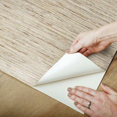 Tan Vinyl Grasscloth Peel and Stick Wallpaper